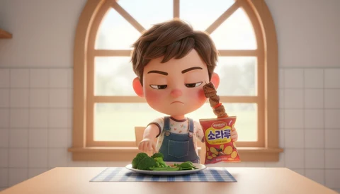 맛있는 것만 먹을래요!! 동화 일러스트