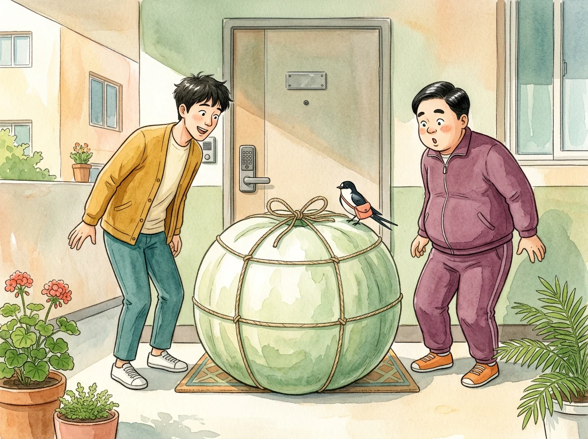 흥부와 놀부의 박 배송 대소동 동화 일러스트